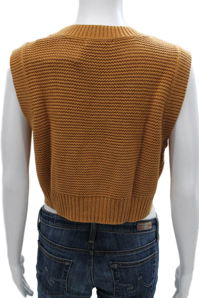 525 Womens Orange Cotton Geometric Crewneck Sleeveless Sweater Vest Size XS