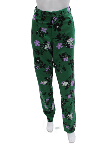 Sid Mashburn Mens Green Floral Cotton Chino Pants Zip Closure Size 33