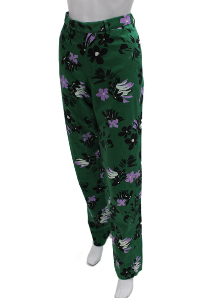 Sid Mashburn Mens Green Floral Cotton Chino Pants Zip Closure Size 33