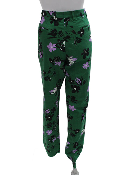 Sid Mashburn Mens Green Floral Cotton Chino Pants Zip Closure Size 33