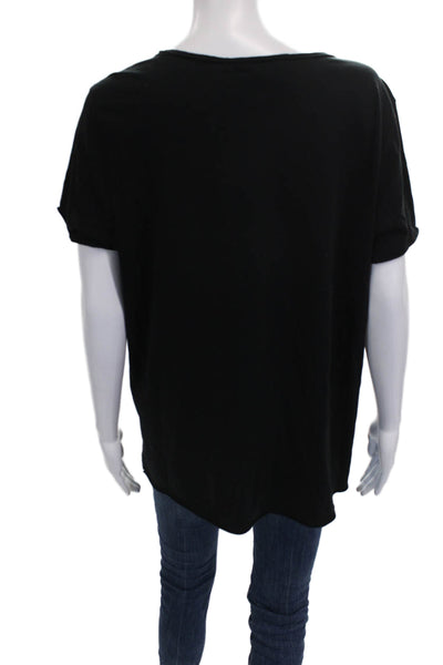 Allsaints Womens Black V-Neck Cotton Short Sleeve Basic T-Shirt Size L