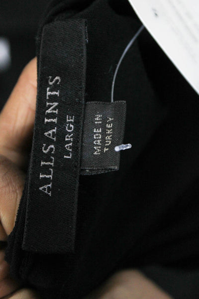 Allsaints Womens Black V-Neck Cotton Short Sleeve Basic T-Shirt Size L