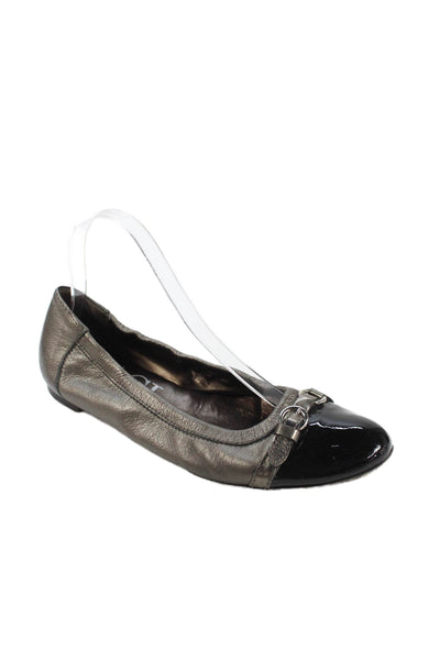 AGL Attilio Giusti Leombruni Womens Metallic Leather Flats Gray Size 40 10