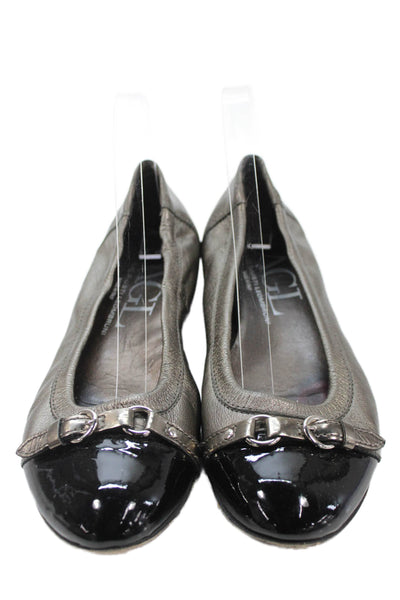 AGL Attilio Giusti Leombruni Womens Metallic Leather Flats Gray Size 40 10