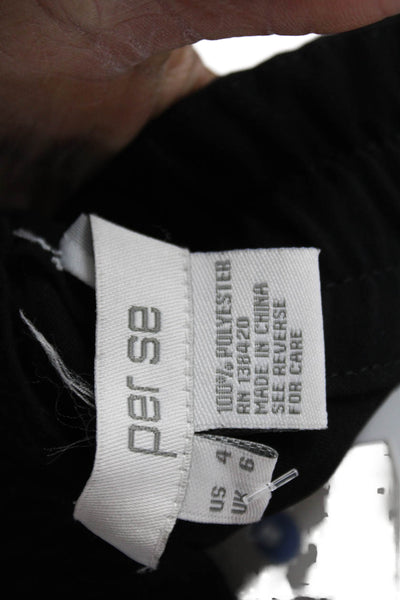 Per Se Women Dress Pants Black Polyester Pull On Size 4