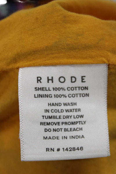 Rhode Womens Wrap Mini Skirt Yellow Floral Cotton Zip Size 4