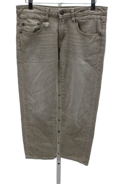 R13 Mens Beige Straight Jeans Cotton High Rise Inseam 24 Size 27