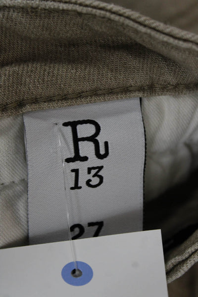R13 Mens Beige Straight Jeans Cotton High Rise Inseam 24 Size 27