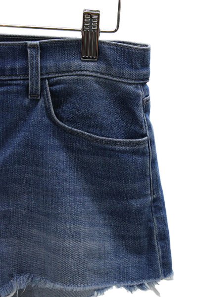 L'Agence Women Cut-Off Cotton Blue Shorts Zip Size 25