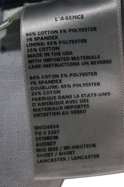 L'Agence Women Cut-Off Cotton Blue Shorts Zip Size 25