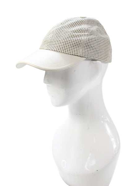 Intermix Womens Leather Perforated Baseball Cap Hat White Size One Size