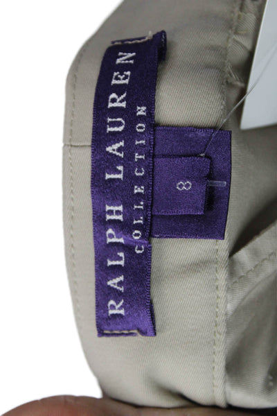 Ralph Lauren Collection Womens Beige Wool Dress Pants Zip Size 8