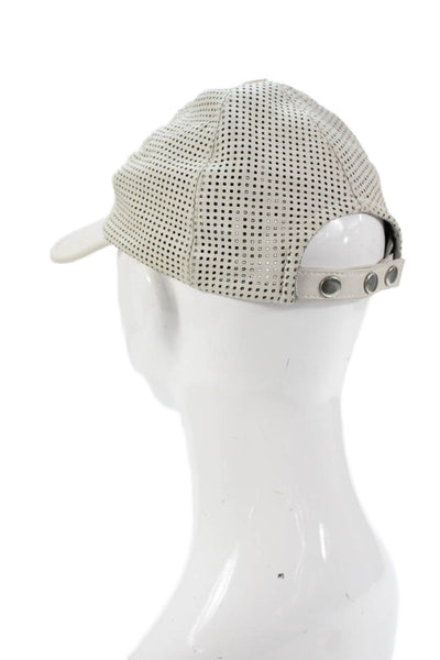 Intermix Womens Leather Perforated Baseball Cap Hat White Size One Size