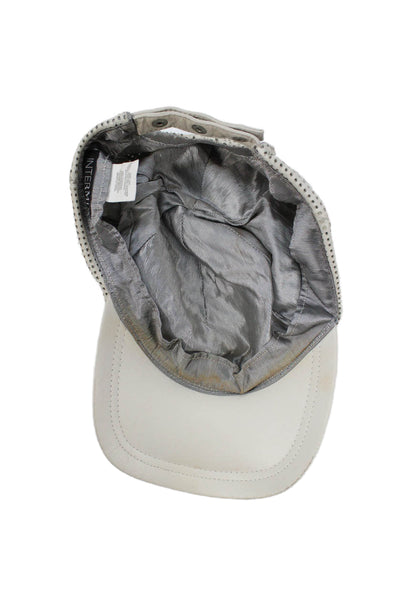 Intermix Womens Leather Perforated Baseball Cap Hat White Size One Size