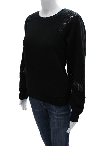 Paige Black Label Womens Pullover Sweatshirt Black Cotton Crew Neck Size XS
