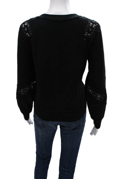 Paige Black Label Womens Pullover Sweatshirt Black Cotton Crew Neck Size XS