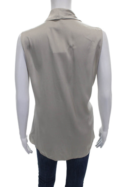Elie Tahari Women Basic Silk Cowl Neck Sleeveless Blouse Ivory Size L