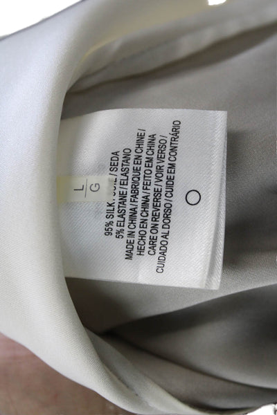 Elie Tahari Women Basic Silk Cowl Neck Sleeveless Blouse Ivory Size L