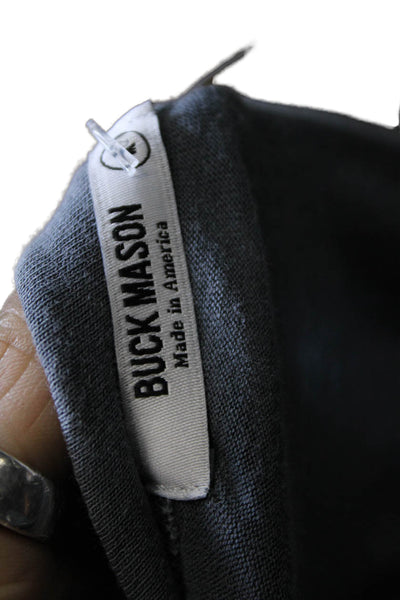 Buck Mason Mens Henley T-Shirt Long Sleeve Gray Cotton Size M