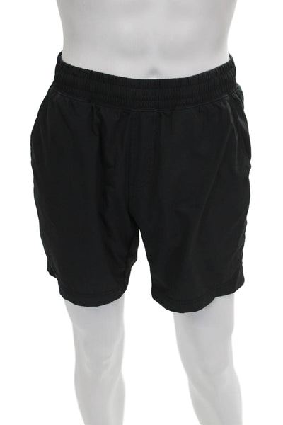 Rhone Mens Athletic Black Polyester Drawstring Shorts Size M