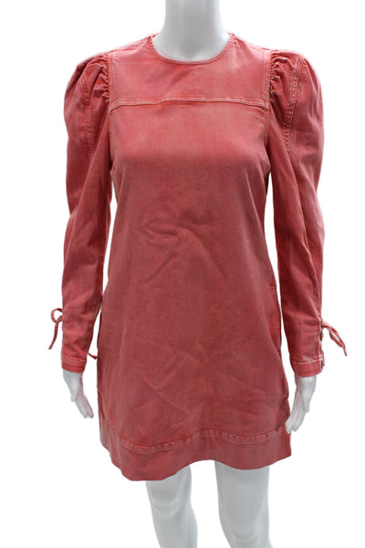 Ulla Johnson Womens Shift Dress Red Long Sleeve Zip Mini Size 4