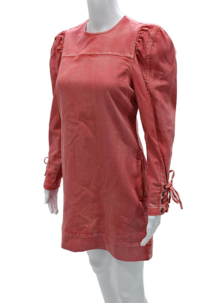 Ulla Johnson Womens Shift Dress Red Long Sleeve Zip Mini Size 4