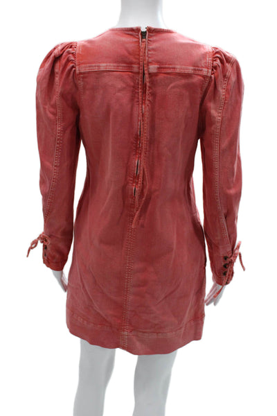 Ulla Johnson Womens Shift Dress Red Long Sleeve Zip Mini Size 4