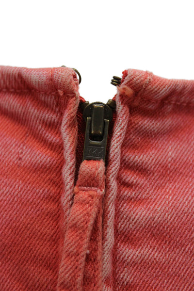 Ulla Johnson Womens Shift Dress Red Long Sleeve Zip Mini Size 4