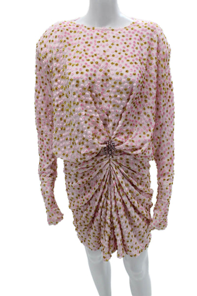 Dodo Bar Oh Womens Blouson Pink Polka Dot Long Sleeve Mini Dress Size 40