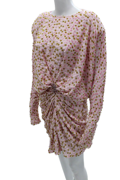 Dodo Bar Oh Womens Blouson Pink Polka Dot Long Sleeve Mini Dress Size 40