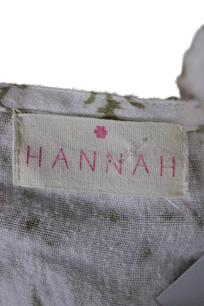 Hannah Womens Wrap Dress White Floral V-Neck Tie Waist Half Sleeve Size S