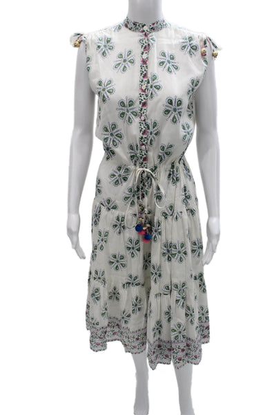 Bell Womens Sundress White Silk Floral Knee Length Size S
