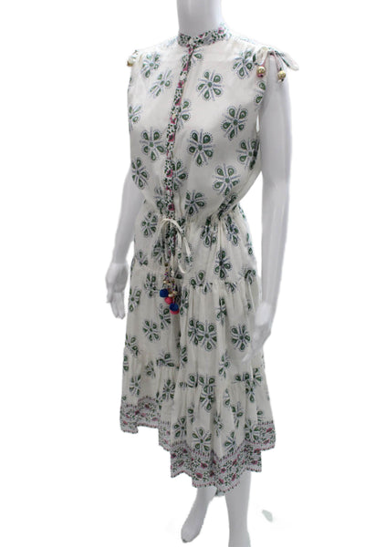 Bell Womens Sundress White Silk Floral Knee Length Size S