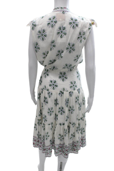 Bell Womens Sundress White Silk Floral Knee Length Size S