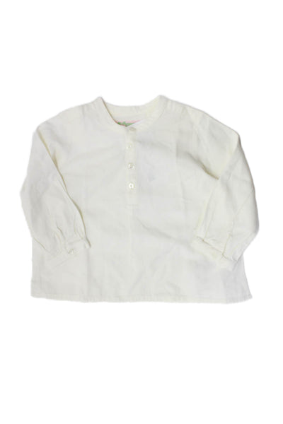 Bonpoint Girls Long Sleeve Half Button Crew Neck Shirt White Size 12M