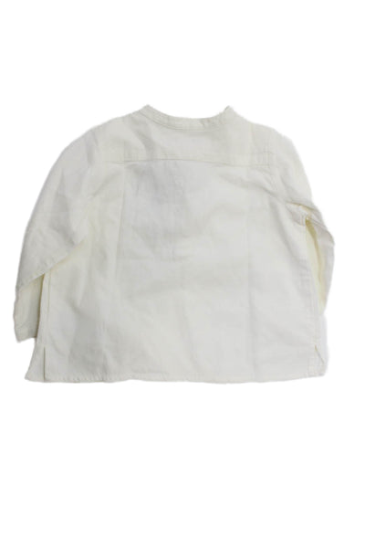 Bonpoint Girls Long Sleeve Half Button Crew Neck Shirt White Size 12M