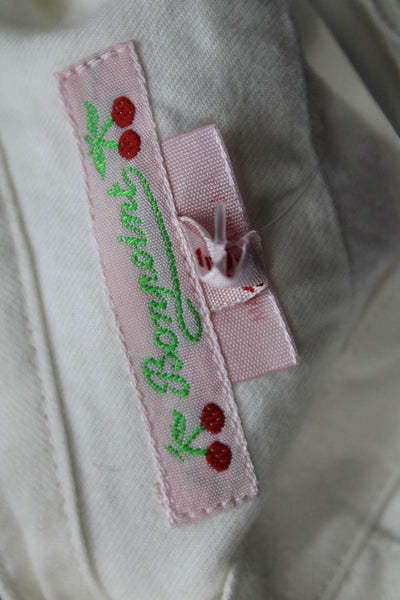 Bonpoint Girls Long Sleeve Half Button Crew Neck Shirt White Size 12M