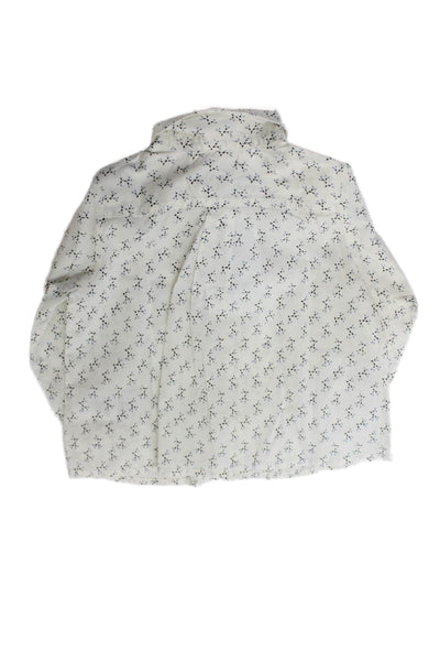 Bonpoint Girls Button Front Collared Printed Shirt White Cotton Size 12 Months