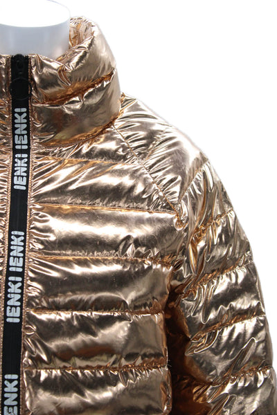 Ienki Ienki Women Gold Puffer Jacket Zip Long Sleeve Size S