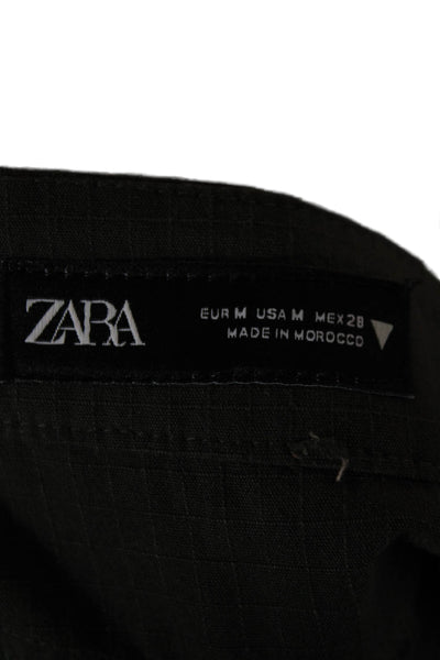 Zara Women Green Cotton Cargo Mini Skirt Button Solid Spring Size M