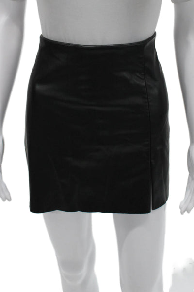 Zara Women Mini Skirt Black Polyurethane Zip Closure Size M