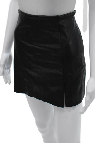 Zara Women Mini Skirt Black Polyurethane Zip Closure Size M