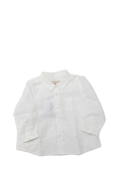 Bonpoint Girls Button Front Long Sleeve Collared Pocket Shirt White Size 12M