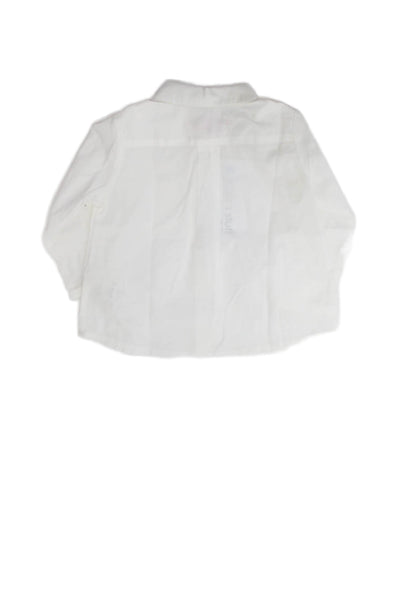 Bonpoint Girls Button Front Long Sleeve Collared Pocket Shirt White Size 12M