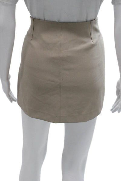 Zara Women Straight Pencil Skirt Beige Polyester Mini Zip Size M