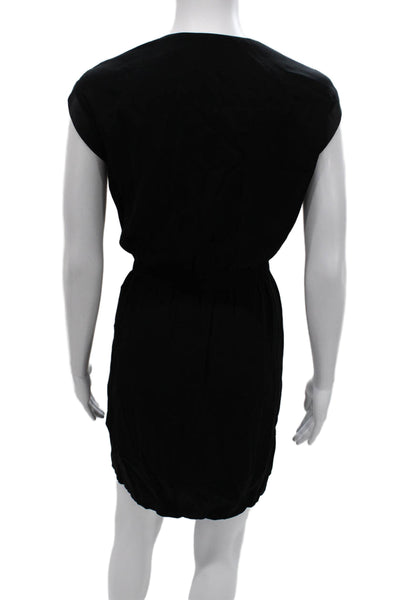 Sandro Women Black V Neck Sleeveless Shift Dress Knee Length Viscose Size 3