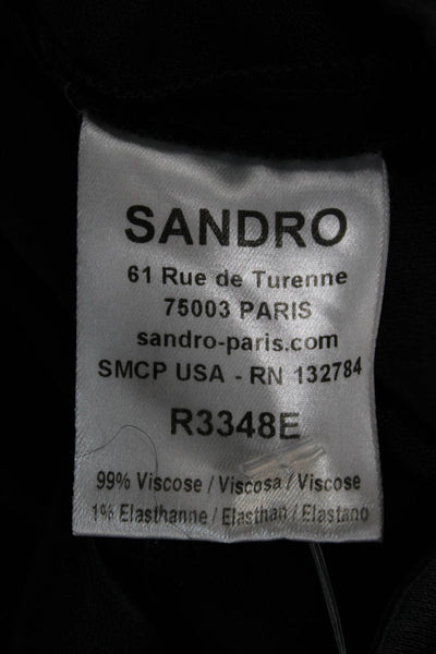 Sandro Women Black V Neck Sleeveless Shift Dress Knee Length Viscose Size 3