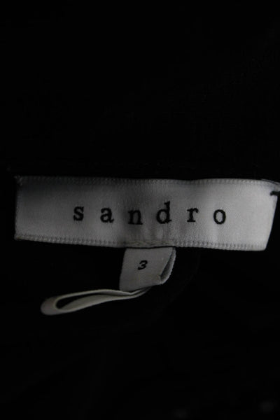 Sandro Women Black V Neck Sleeveless Shift Dress Knee Length Viscose Size 3