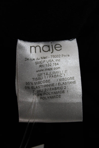 Maje Womens Mini Cowl Neck Knee Length Black Viscose Dress Short Sleeve Size 2