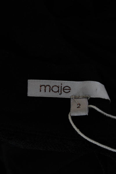 Maje Womens Mini Cowl Neck Knee Length Black Viscose Dress Short Sleeve Size 2